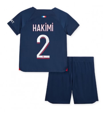 Paris Saint-Germain Achraf Hakimi #2 Primera Equipación Niños 2023-24 Manga Corta (+ Pantalones cortos)